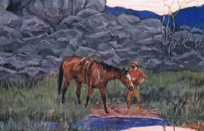Wolf und Hund, aus Gedichte von Adam Lindsay Gordon, veröffentlicht von T. N. Foulis, 1912 von Godfrey Douglas Giles
